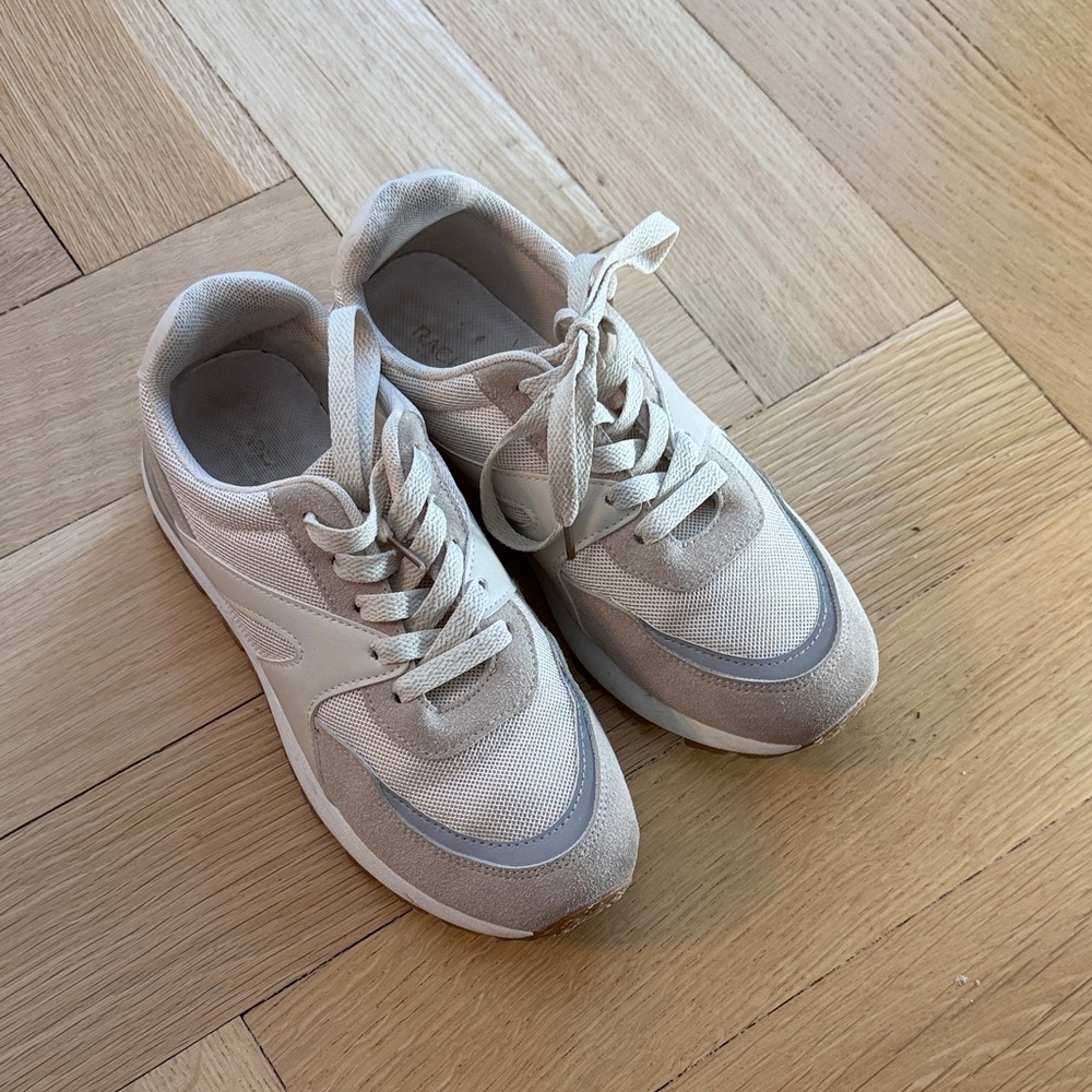 Rachel Zoe Cream and Gray Taupe Sneakers